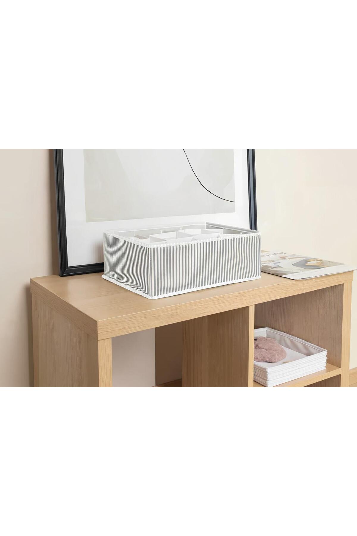 Mikasso 12 Bölmeli Çok Amaçlı Çekmece Düzenleyici Organizer (HAVLU-ÇORAP-İÇ ÇAMAŞIRI VB) 31x25x12 cm Kumaş 3 fotoğrafı 3 (önizleme)