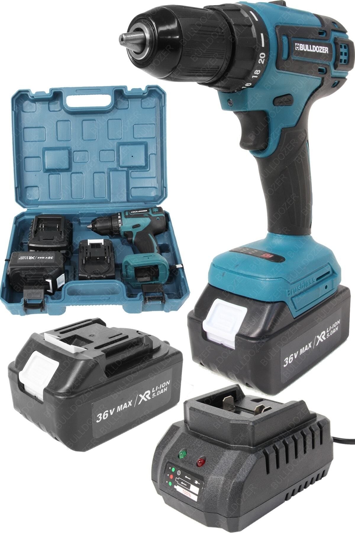 Elioure Güçlü 36V akülü vidalama matkap, 13mm metal mandren, çift akülü, yüksek performans