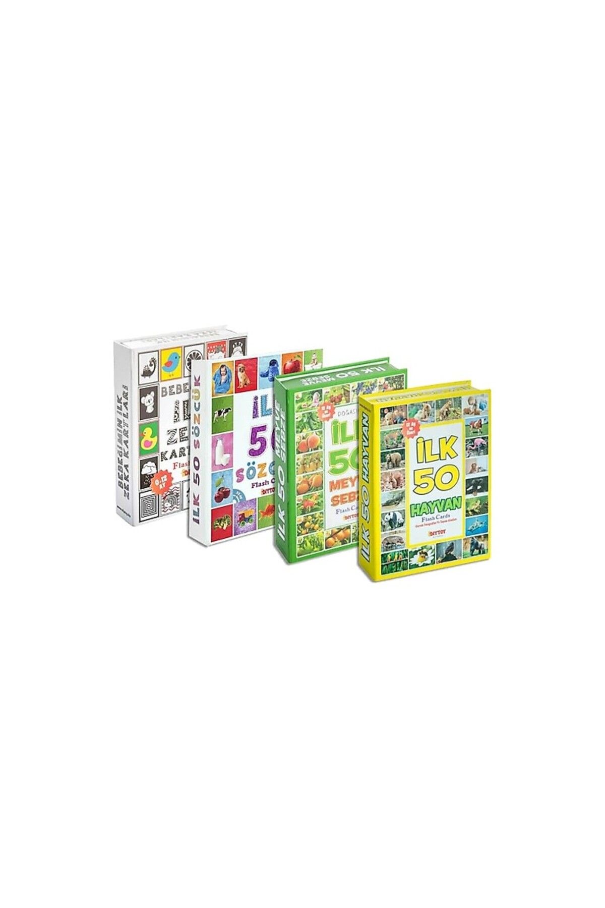 scntoys 4'lü Eğitim Seti - Ilk 50 Sözcük, Meyveler, Hayvanlar Ve Bebeğimin Zeka Kartları Eğitici Oyun Kart