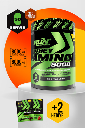 Run Nutrition Whey Amino 8000 - 300 Tablet - 50 Servis - Hediyeli