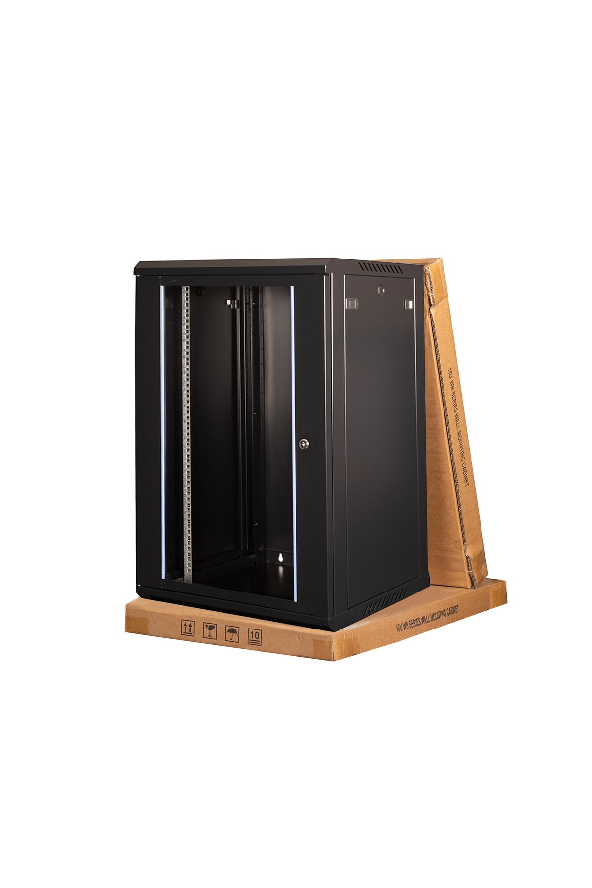 Lande - 18U 19" Duvar Tipi Rack Kabinet – Genişlik: 600 mm | Derinlik: 450 mm – Siyah (Demonte)
