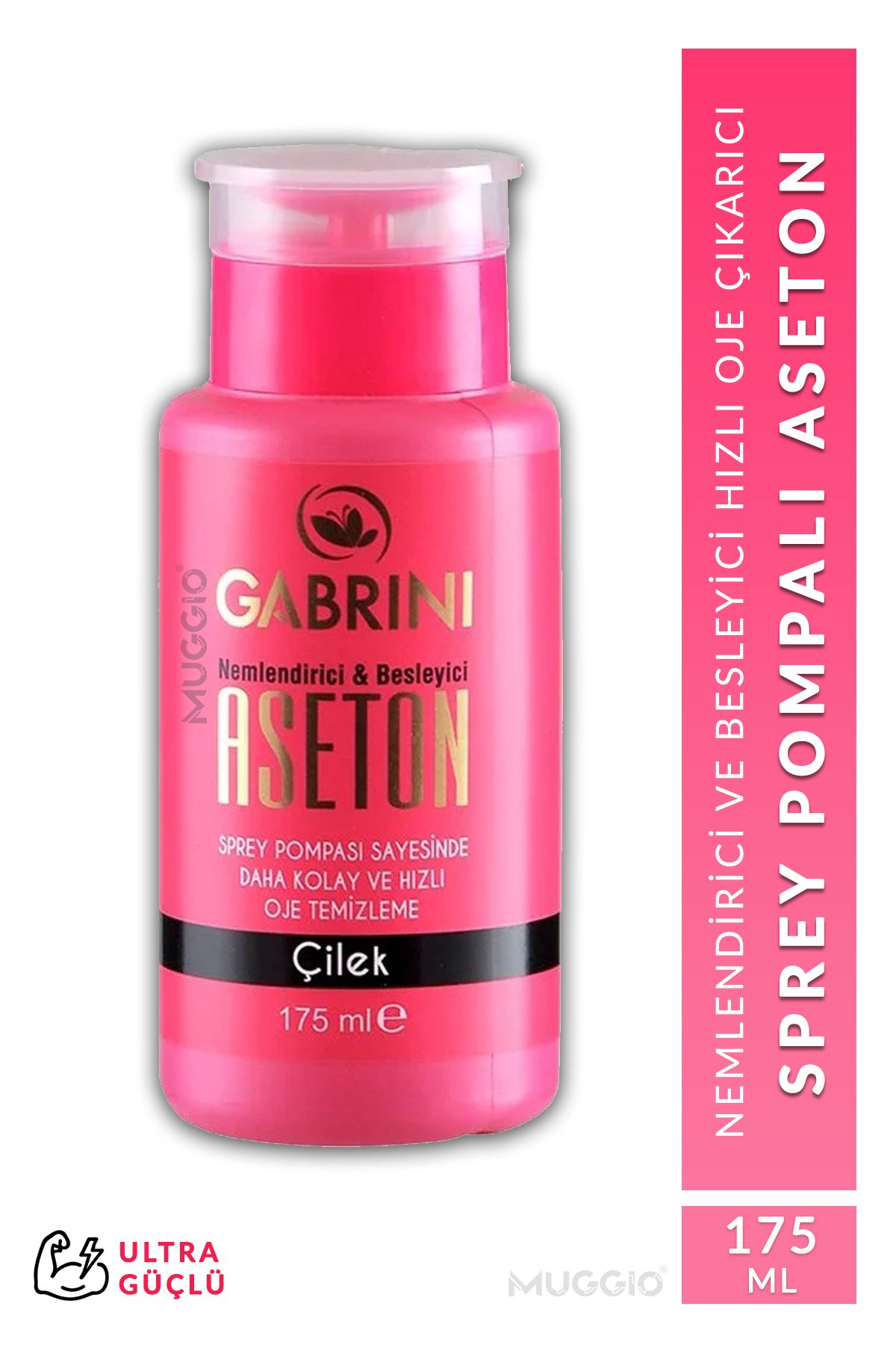 Muggio Sprey Pompalı Çilek Aromalı Premium Aseton 175 ml