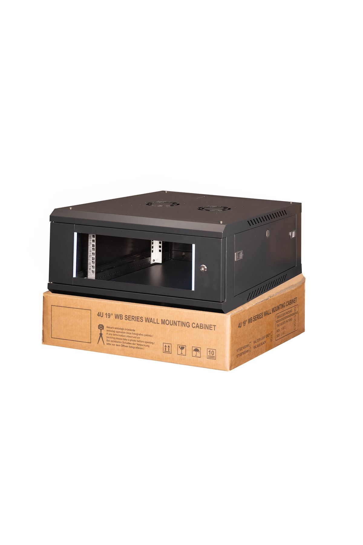 Lande - 4u 19" Duvar Tipi Rack Kabinet – Genişlik: 600 Mm | Derinlik: 600 Mm – Siyah (DEMONTE)