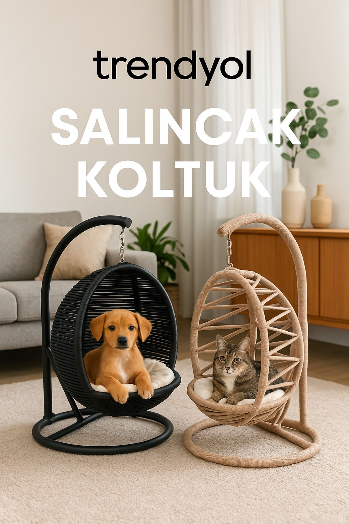 since 2023 blanche atelier Kedi Salıncağı & Kedi Yatağı & Cat Swing 45x45x70cm (Sabitlenebilir)