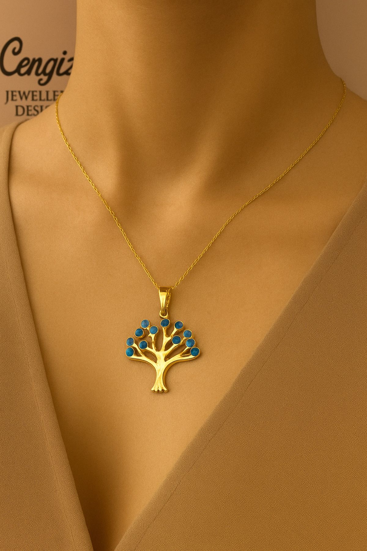 cengizjewellery 14 Ayar Altın Ağaç Kolye Ucu