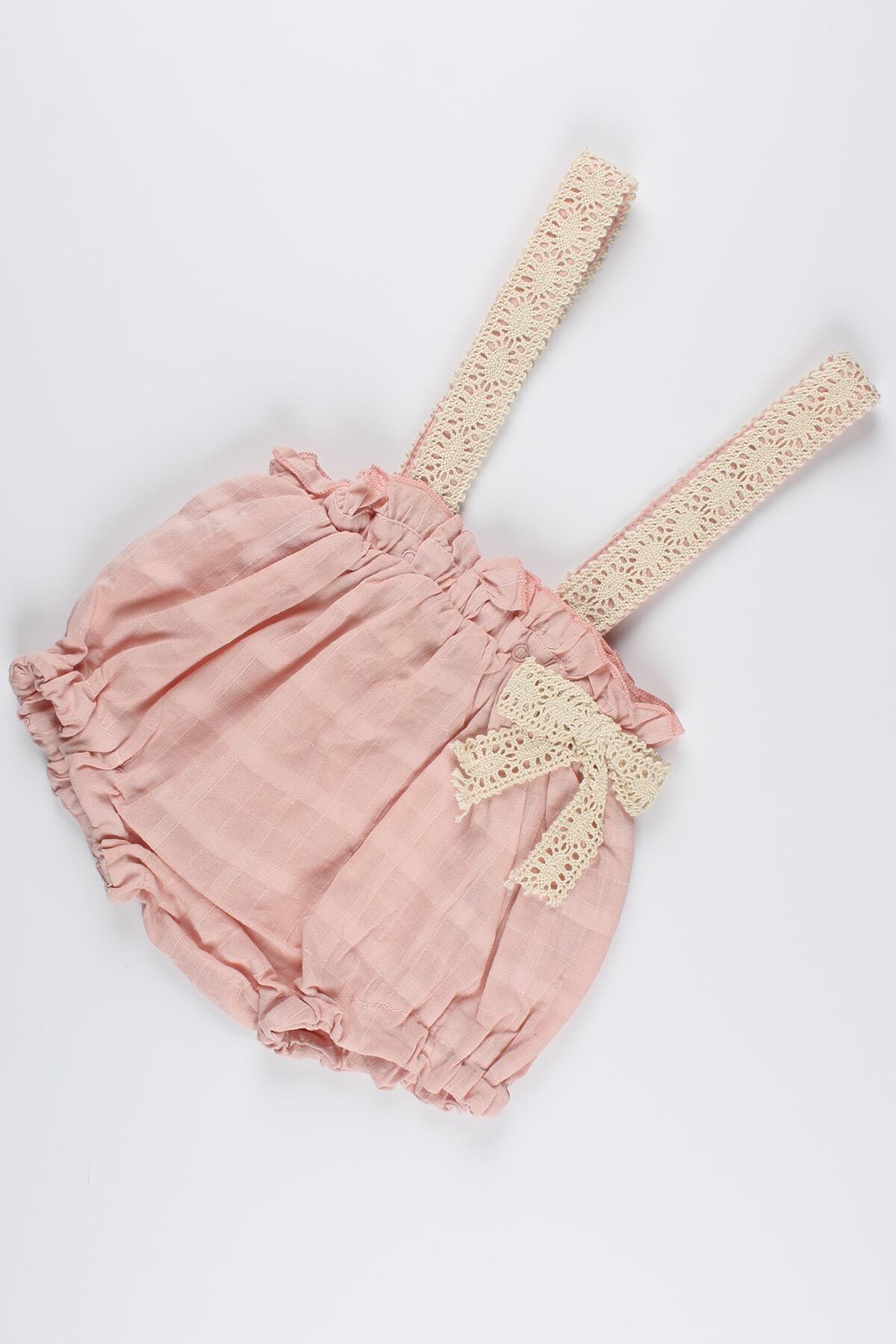 Melekpare Kız Bebek Pembe 2li Askılı Jile Tulum Ve Gömlek Set fotoğrafı 4 (önizleme)