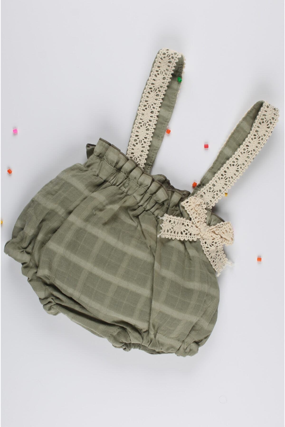 Melekpare Kız Bebek Takımı Askılı Jile Tulum ve Gömlek Set Açık Yeşil 2 Li fotoğrafı 4 (önizleme)