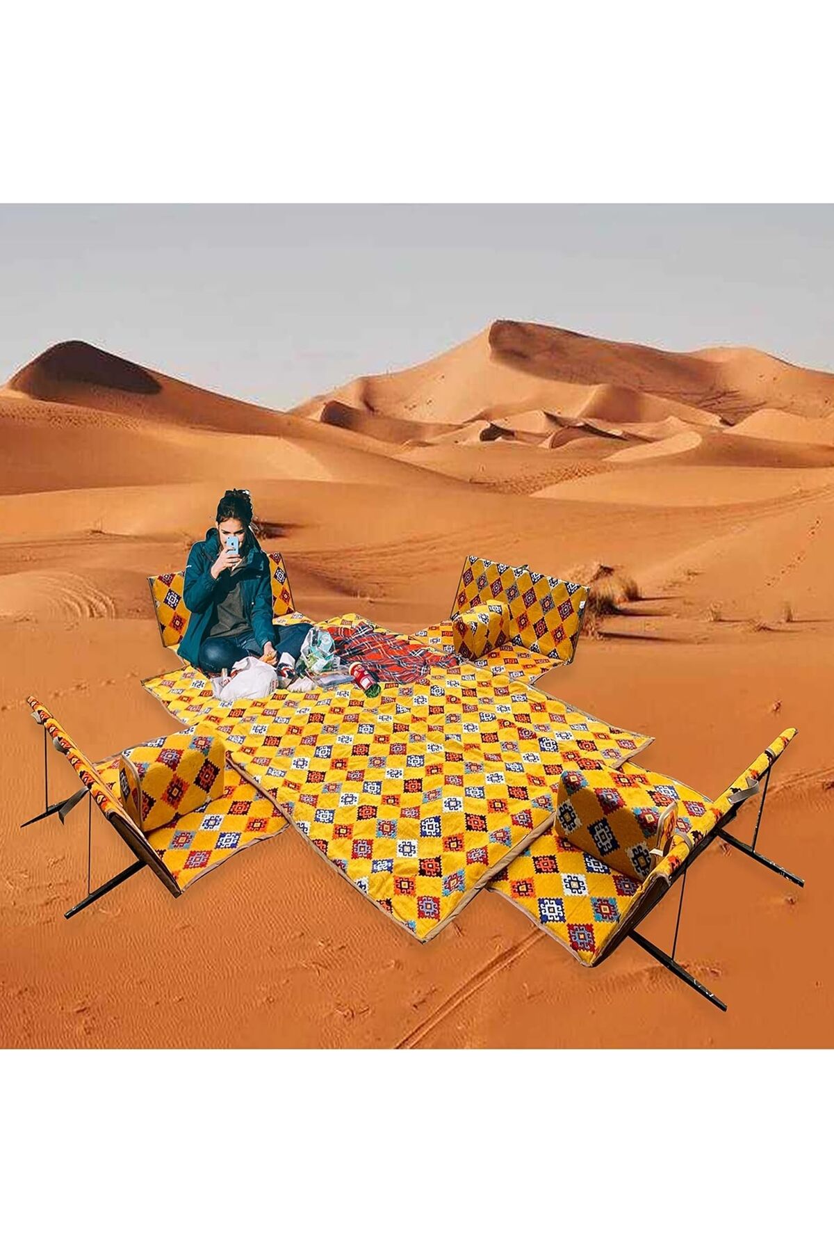 مجموعة جلسات خارجية أرضية للبر تتسع 8 أشخاص – قماش سوري