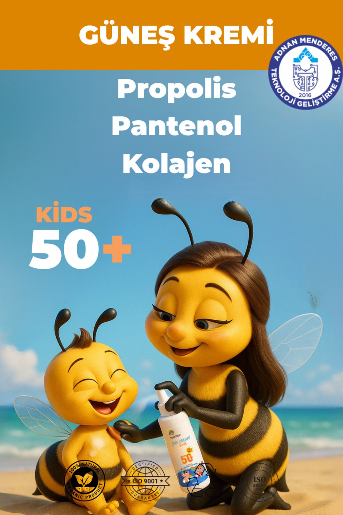 Har-Bee Sun Cream Kids - Doğal Propolisli Çocuk Güneş Kremi 100 ml - Suya Dayanıklı