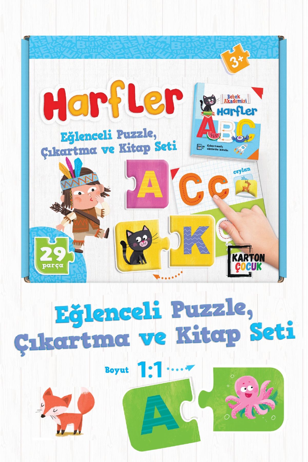 Dikkat Atölyesi Yayınları Harfler Puzzle 28 Parça (PUZZLE STİCKERLI HARFLER ETKİNLİK KİTABI)