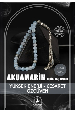 OSMANLI DOĞAL TAŞ Akuamarin Aquamarin, Doğal Taş Tesbih 33lük - 6mm