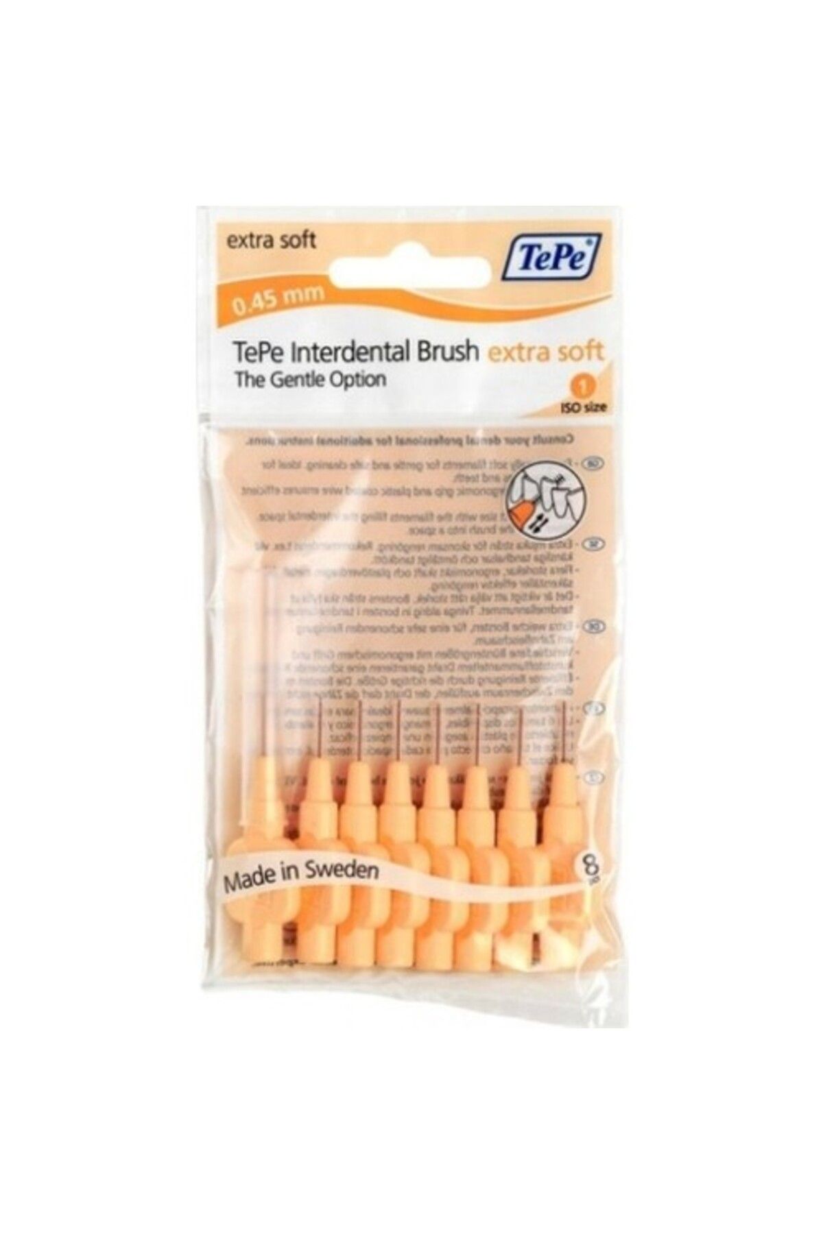 TePe Extra Soft Arayüz Fırçası Turuncu 0.45mm 8'li T111
