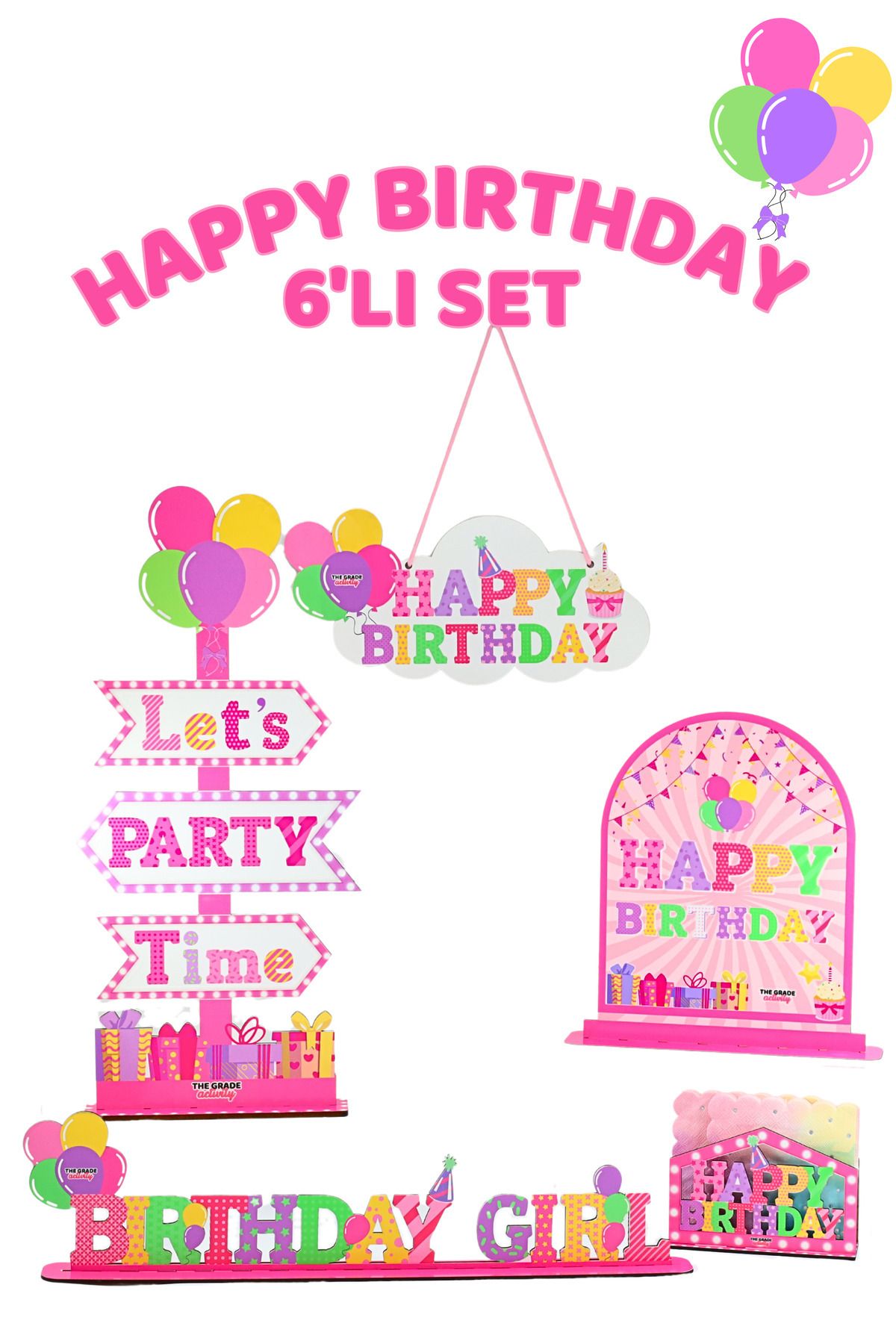 The Grade Pembe Happy Birthday Parti Seti Doğum Günü Parti Seti Doğum Günü Arka Plan Doğum Günü Süs