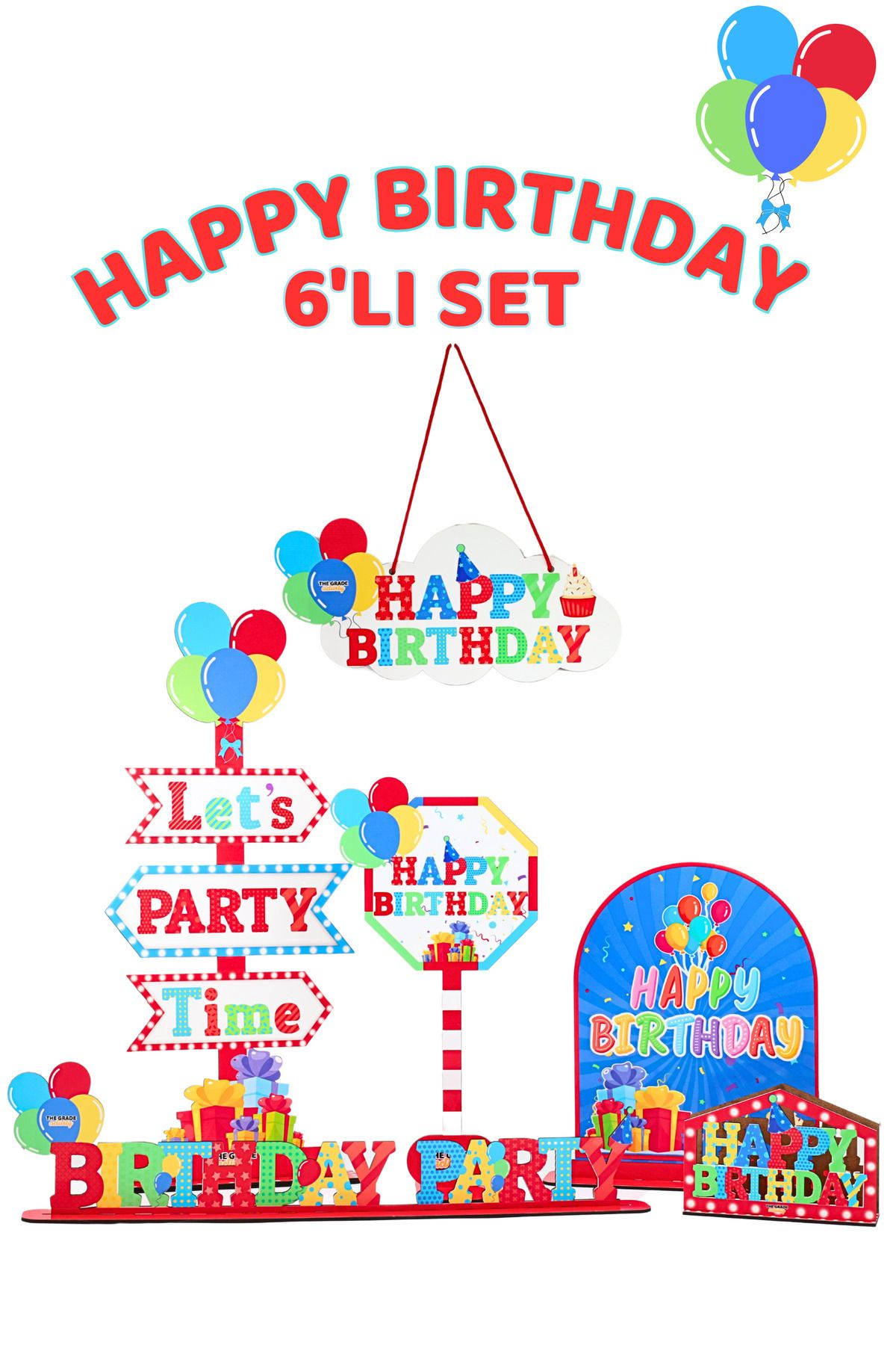 The Grade Happy Birthday Parti Seti Doğum Günü Parti Seti Doğum Günü Arka Plan Doğum Günü Süsleri