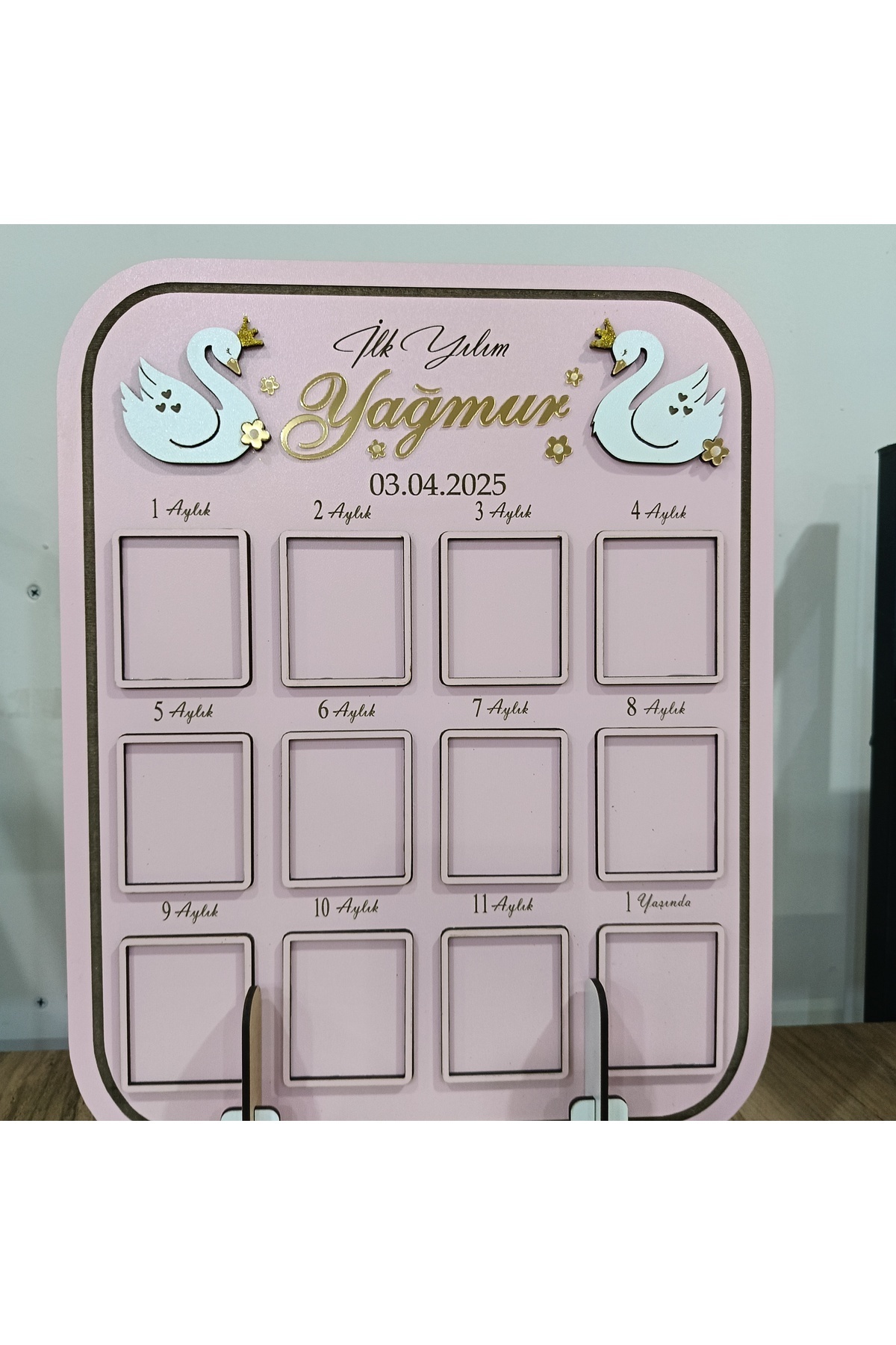 MİSHE TASARIM Ahşap Bebek 1 Yaş Panosu Masa Dekoru Doğum Günü Konseptli fotoğrafı 5 (önizleme)