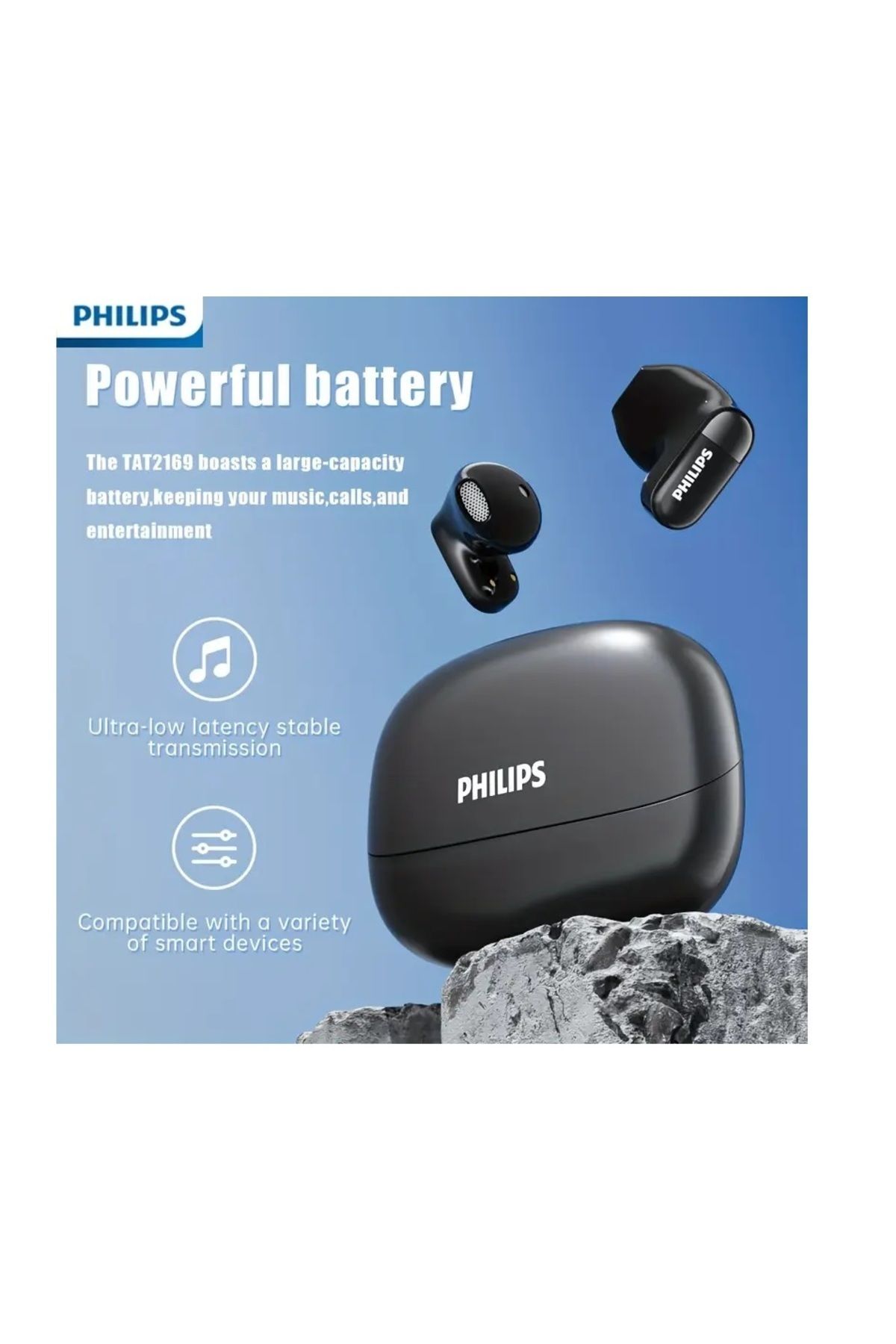 Philips-2169 Wireless Headphones, AI Noise Reduction, 360° Spatial Audio, Condenser Microphone 5