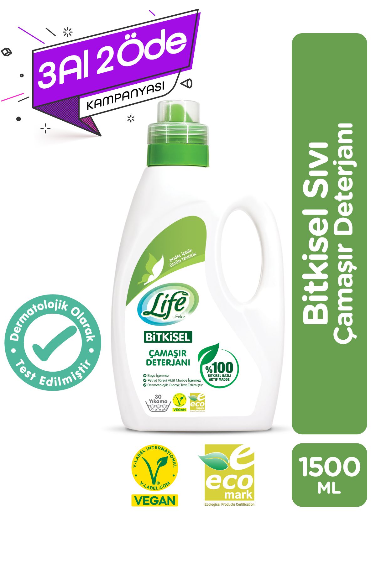 Life by Fakir Bitkisel Bazlı Vegan Sıvı Çamaşır Deterjanı 1500 ml