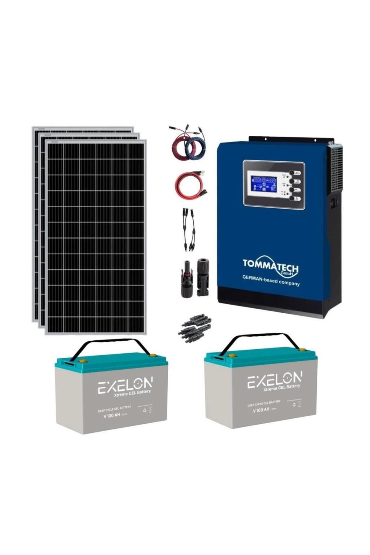 Fabri Solar Güneş Enerjisi Bağ Evi Solar Paketi – 3Kw İnverter + 3X 350W Güneş Paneli + 2X 12V 100Ah Jel Akü