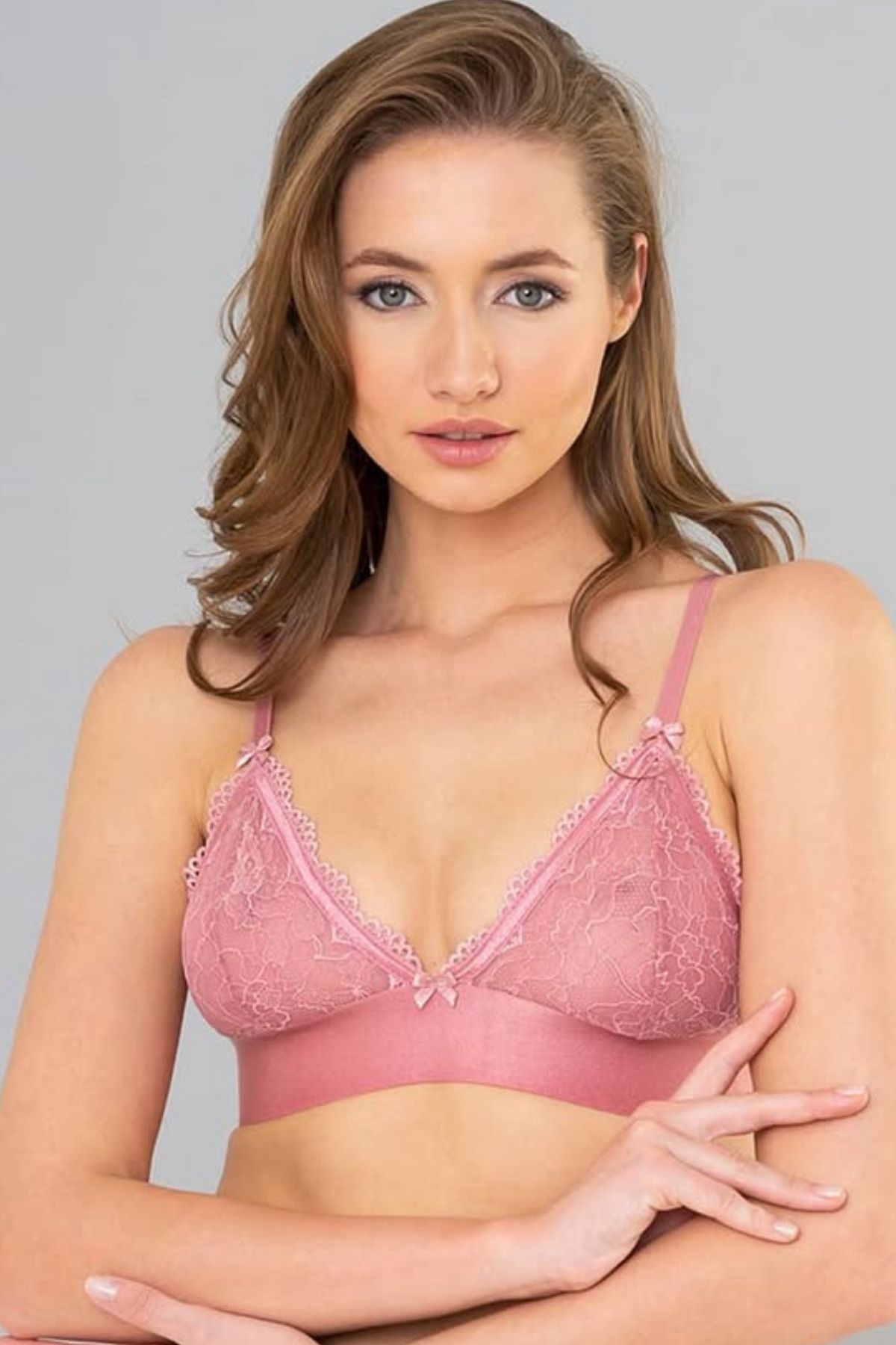 CETERISAO Pembe Dolgusuz Bralet - Dantel Detaylı Rahat & Şık Sütyen