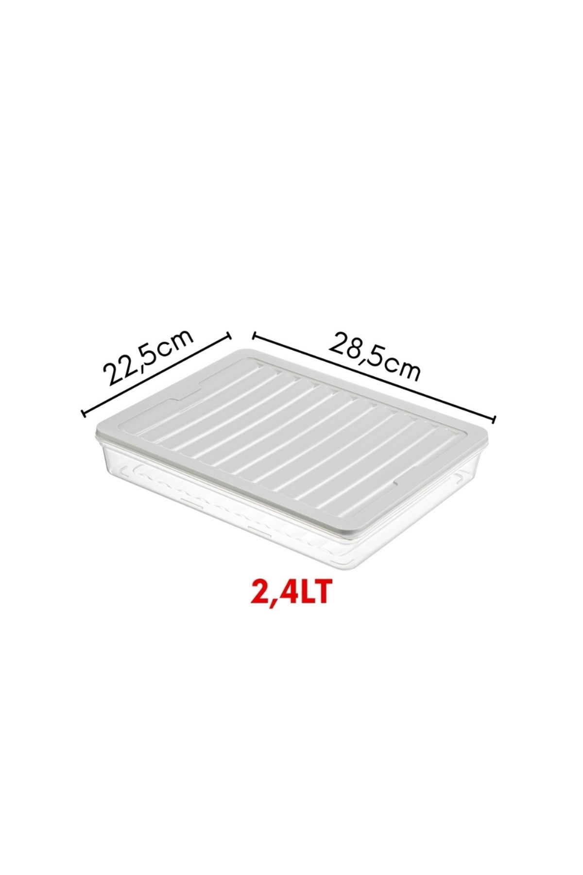 Ginza Maison-Set Of 2 Freshbox Food Containers, 2 Boxes With Lids X 2400 Ml, Transparent White, Grey Lid 2