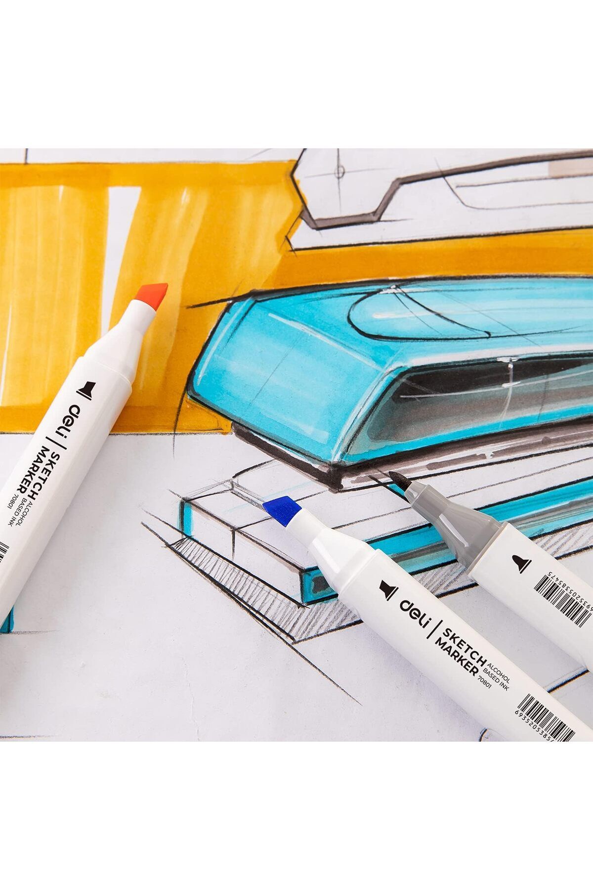 Deli-Sketch marker 36 Colours Dual Tip, Brush and Chisel, Alcohol Sketch Marker, Alcohol-Based Brush 8