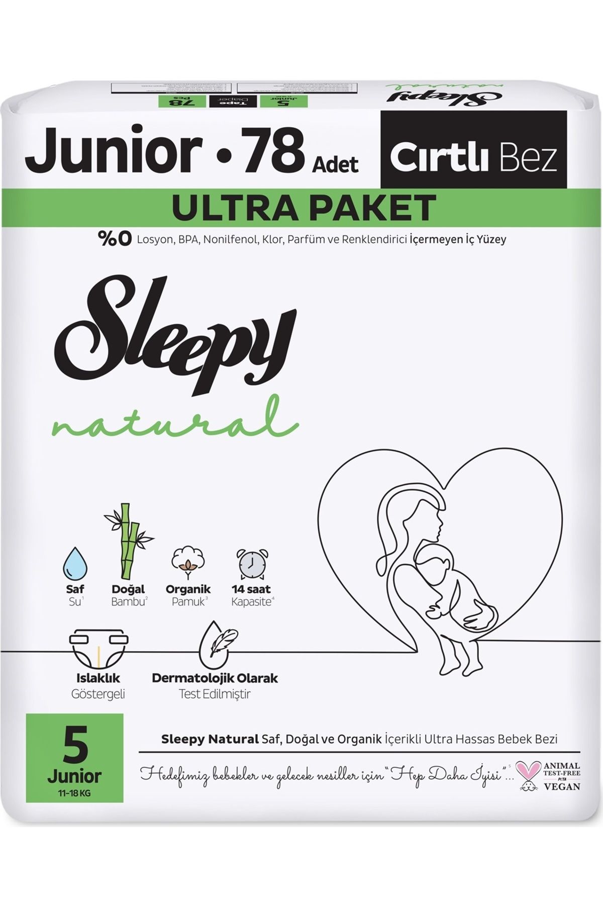 Sleepy Bebek Bezi Natural Beden:5 (11-18KG) Junior 78 Adet Ultra Pk