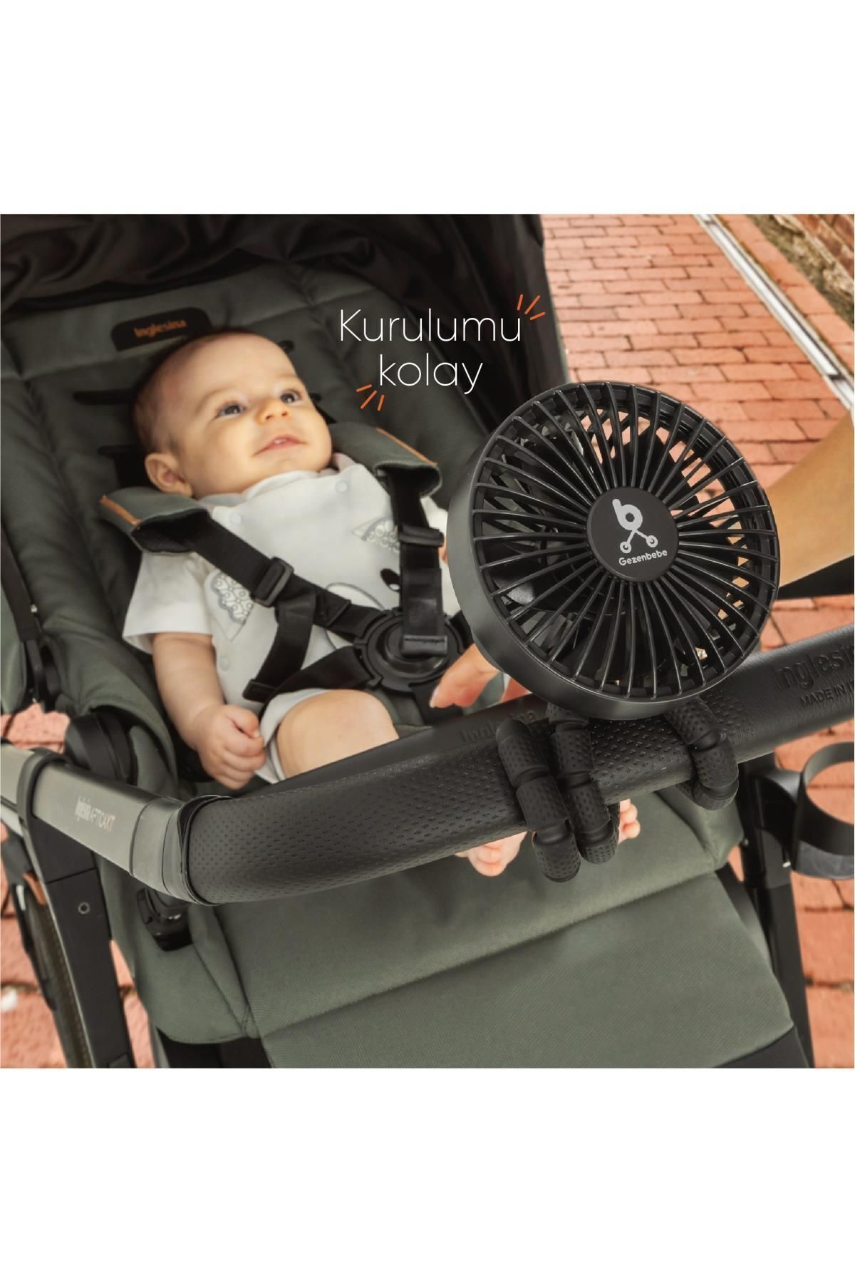 Gezenbebe Çok Fonksiyonlu Mini Fan – Esnek Ayaklı, USB Şarjlı Bebek Arabası & Masaüstü Vantilatör fotoğrafı 3 (önizleme)