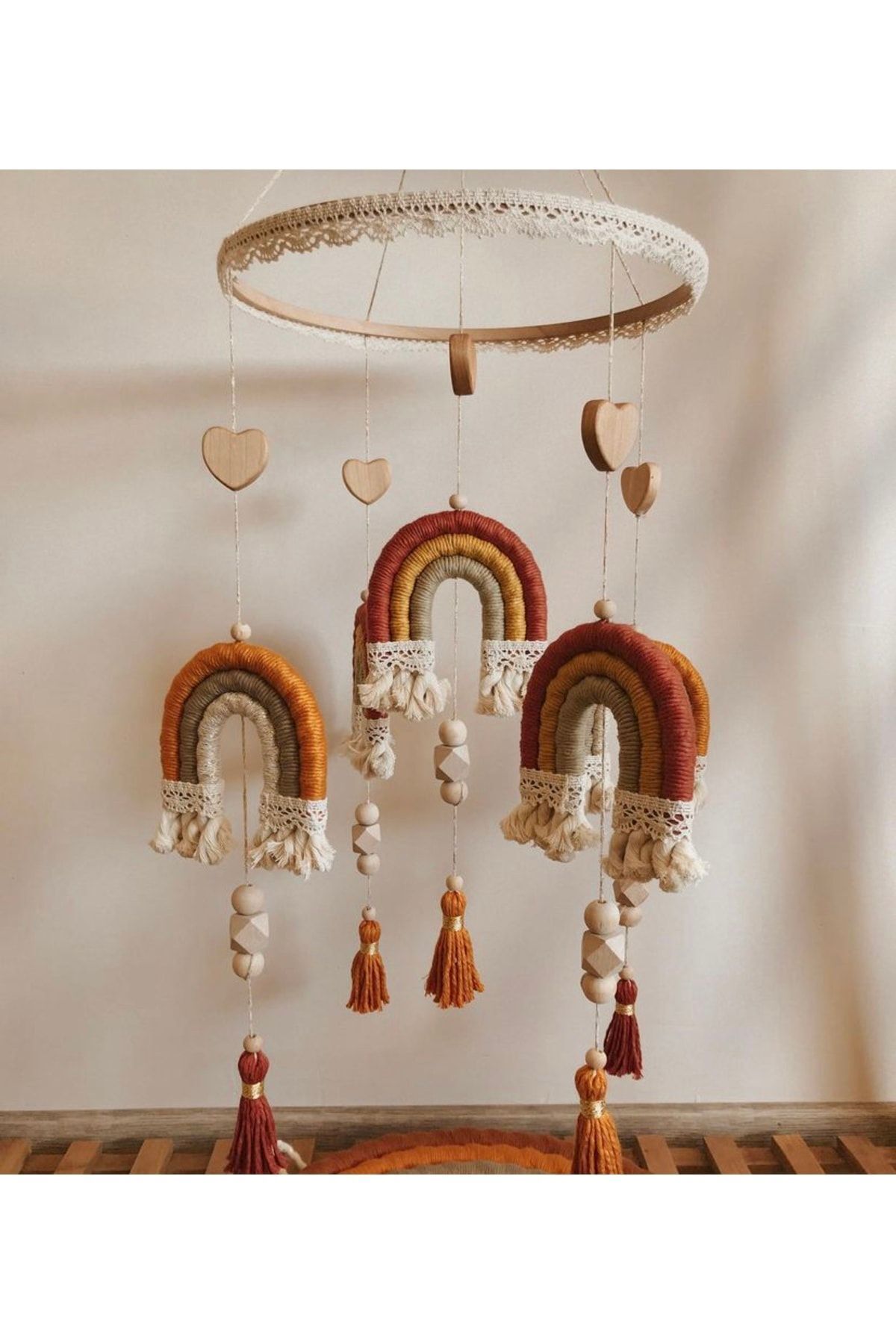 Tasarı Sanatı Bebek/çocuk Odası Özel Tasarım Makrome Avize- Dönence- Gökkuşağı 3lütakım fotoğrafı 3 (önizleme)