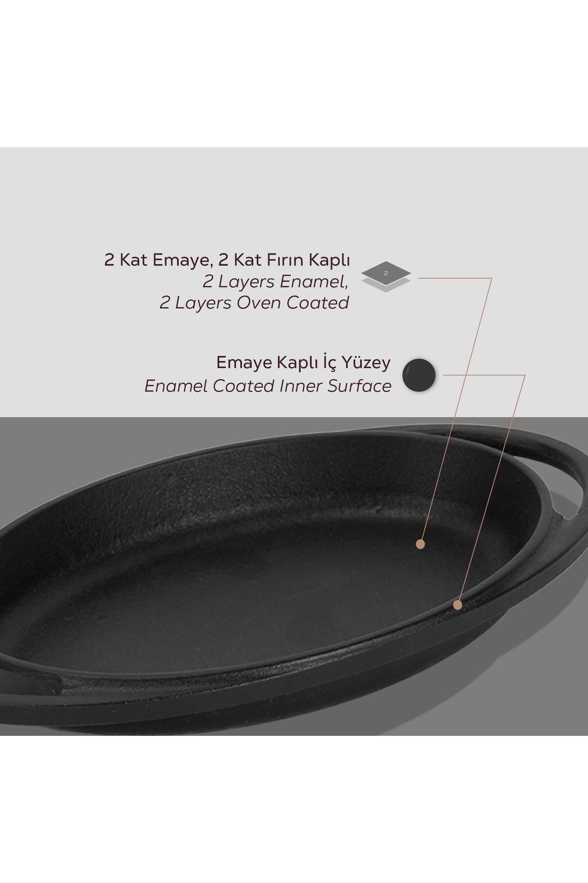 Lava-Cast Oval Sahan Cast Iron Solid Double Handle Size 21x14cm 4