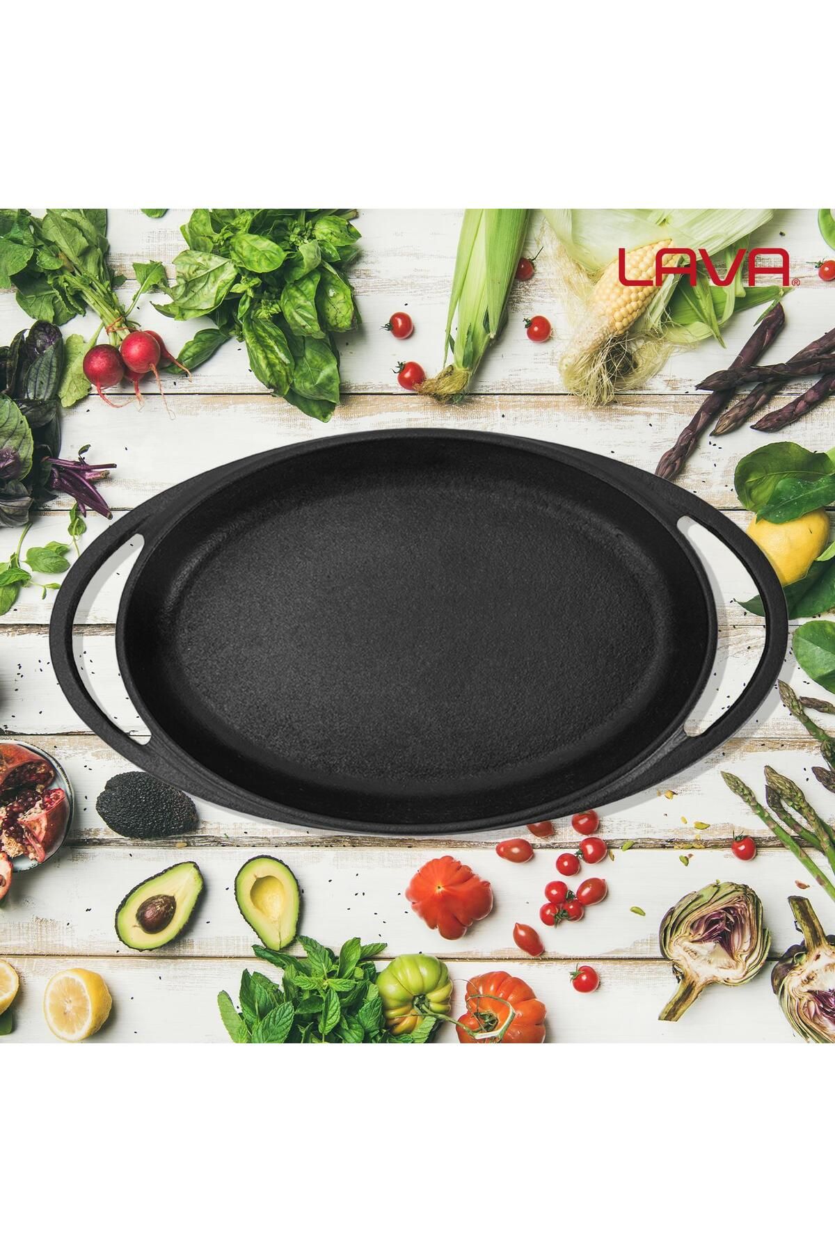 Lava-Cast Oval Sahan Cast Iron Solid Double Handle Size 21x14cm 5
