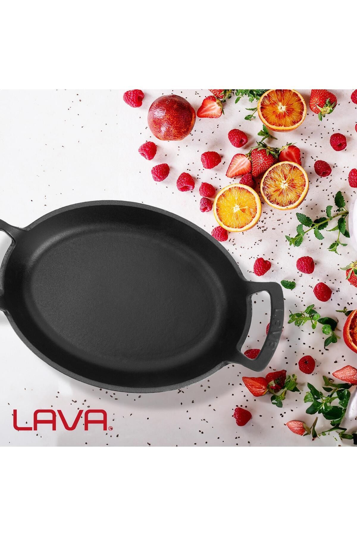 Lava-19x14cm Measurement - Iron Solid Double Handle Oval Sahan Dump 7