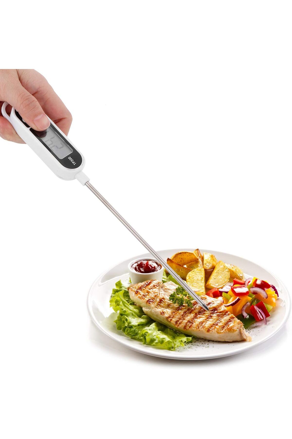 Biki-Digital Meat Thermometer With Instant Read, Lcd Screen, Long Ultra-thin Probe, Auto On/off 1