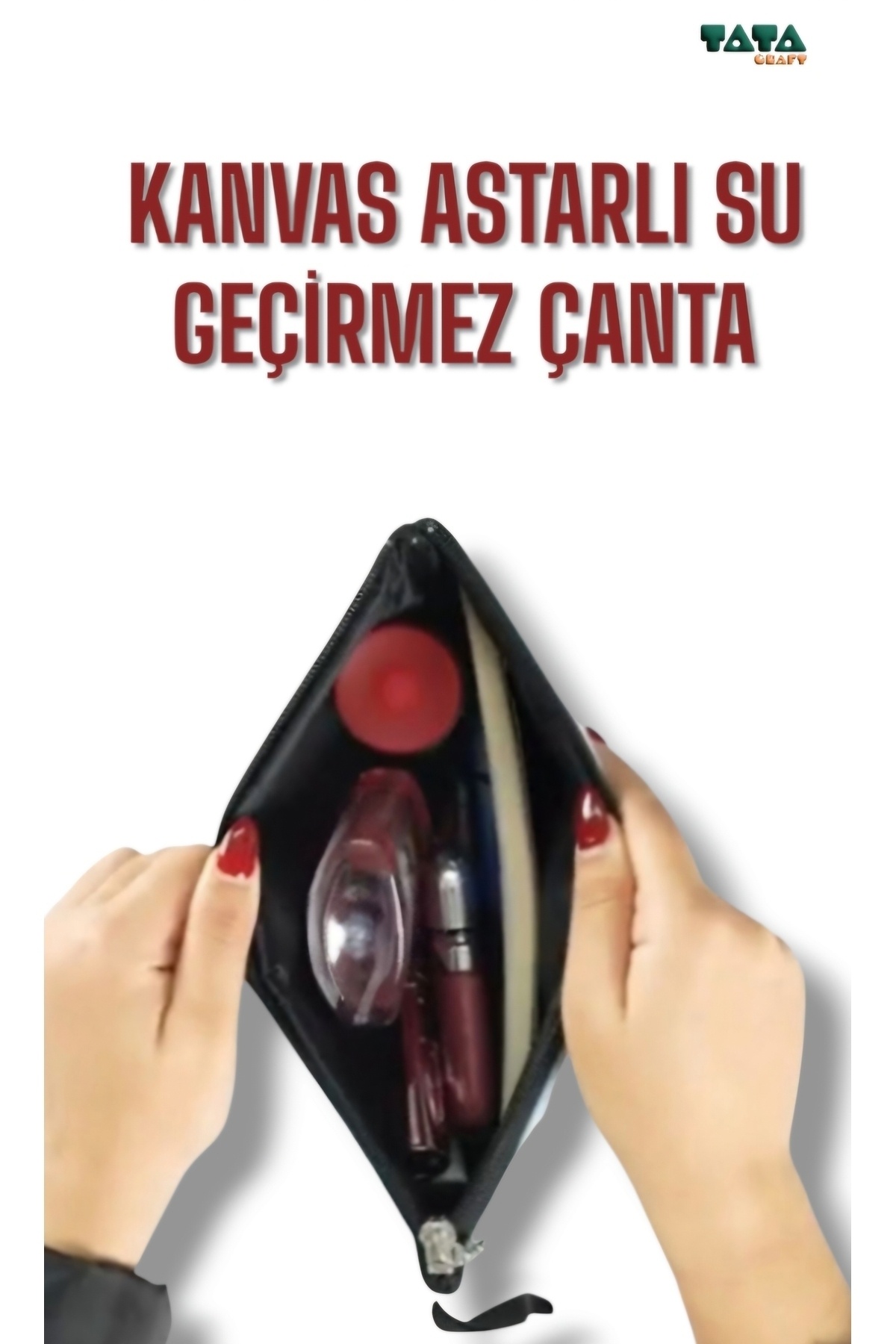 TATA CRAFT Premıum Clutch Kanvas Çanta 320gr 3 Kademeli Ham Renk Su Geçirmez Astarlı 25cmx18cm görsel 5