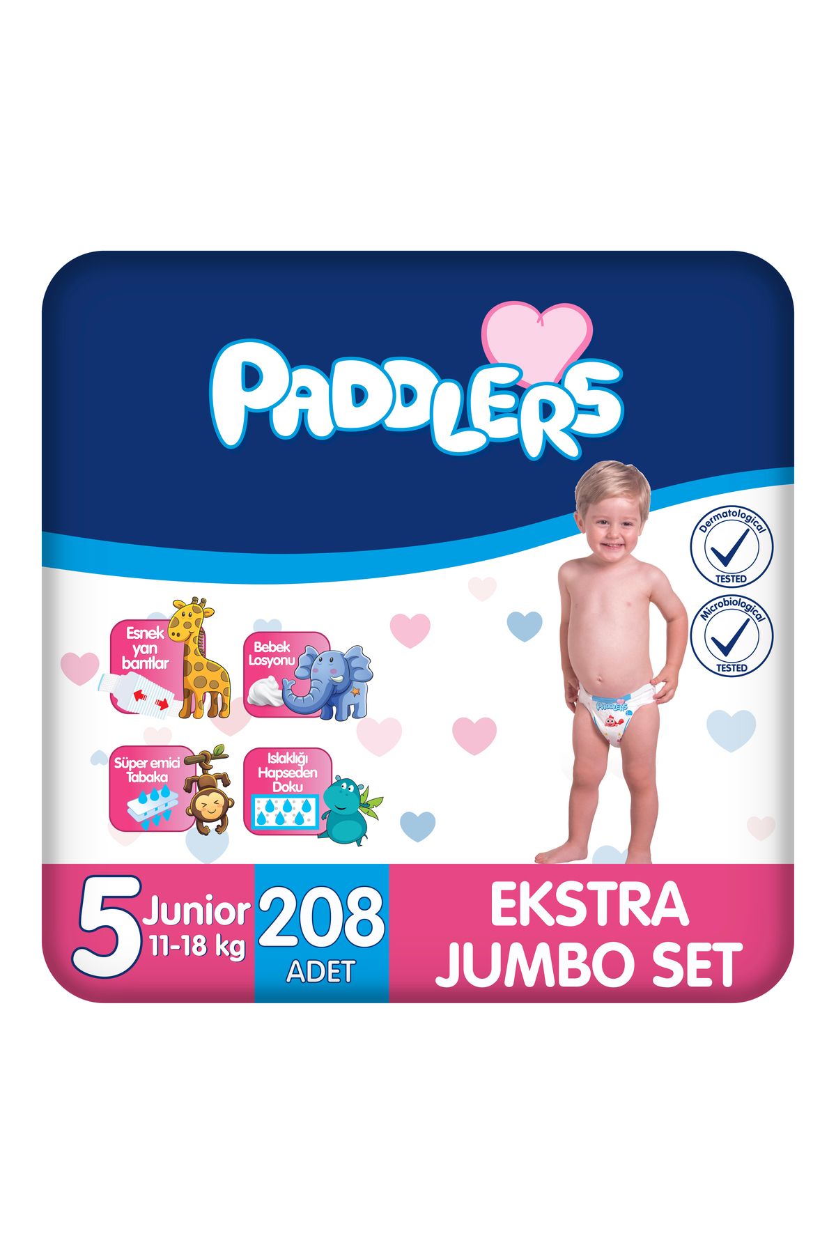 Paddlers Bebek Bezi 5 Numara Junior 208 Adet (11-18 Kg) Ekstra Jumbo Set