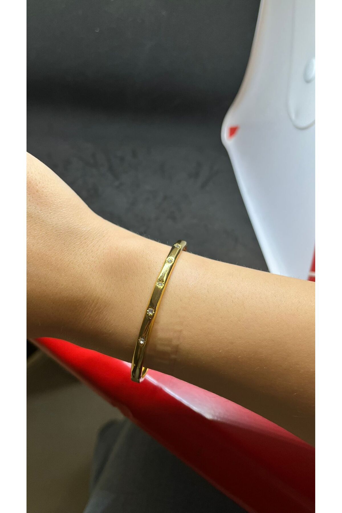 LASSSTORE ÇELİK GOLD TAŞLI KELEPÇE BİLEKLİK