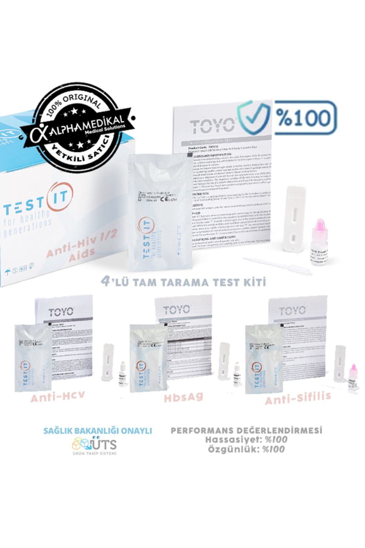 ALPHA MEDİKAL MEDİCAL SOLUTİONS Profesyonel - C,b,sfils,hv Test - 4lü - Türklab