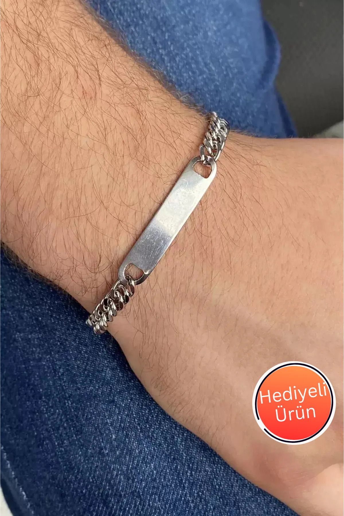 TAYEM Çelik Bileklik, Gümüş Renk Paslanmaz Zincir (Unisex)