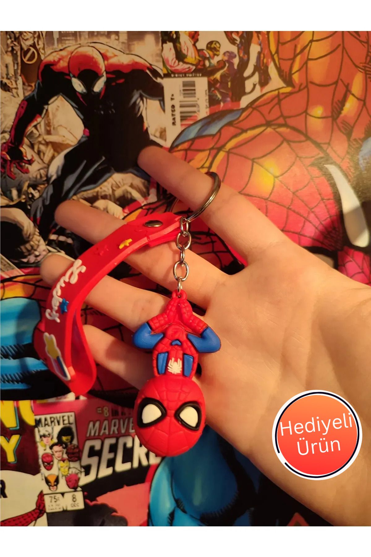 TAYEM Spiderman Örümcek Adam Anahtarlık, 3D Hediyelik Anahtarlık ve Çanta Süsü, Aksesuarı (1 Adet)