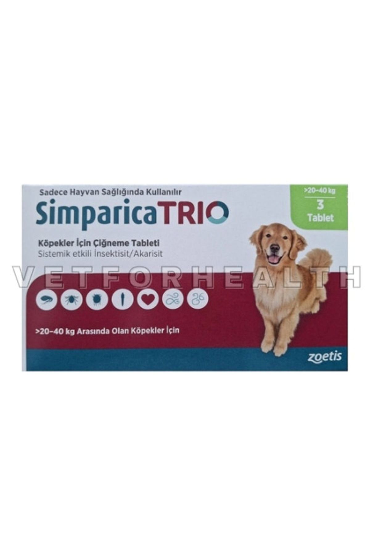 BesteVet Simparica Trio 20-40 Kg Köpekler için STT:2027