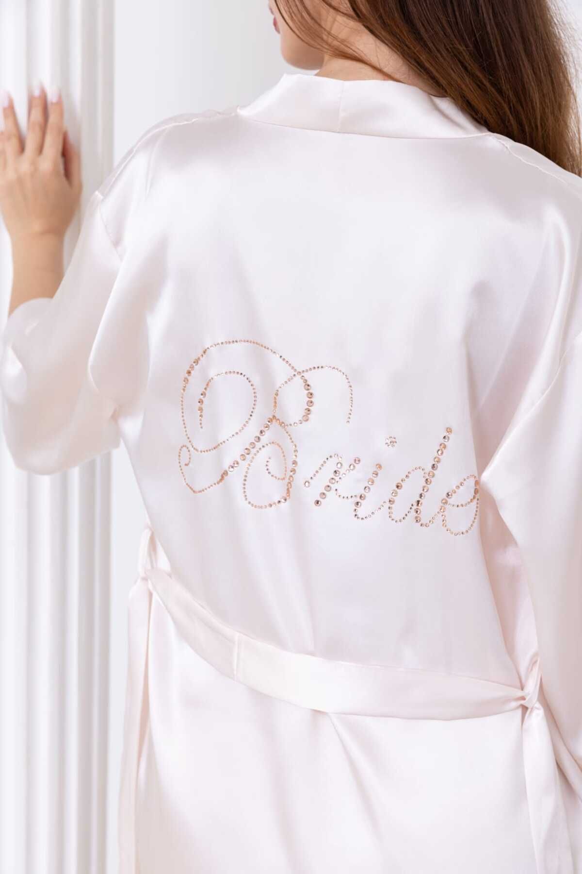 DMC TEKSTİL Bride Saten Taş Baskılı Sabahlık