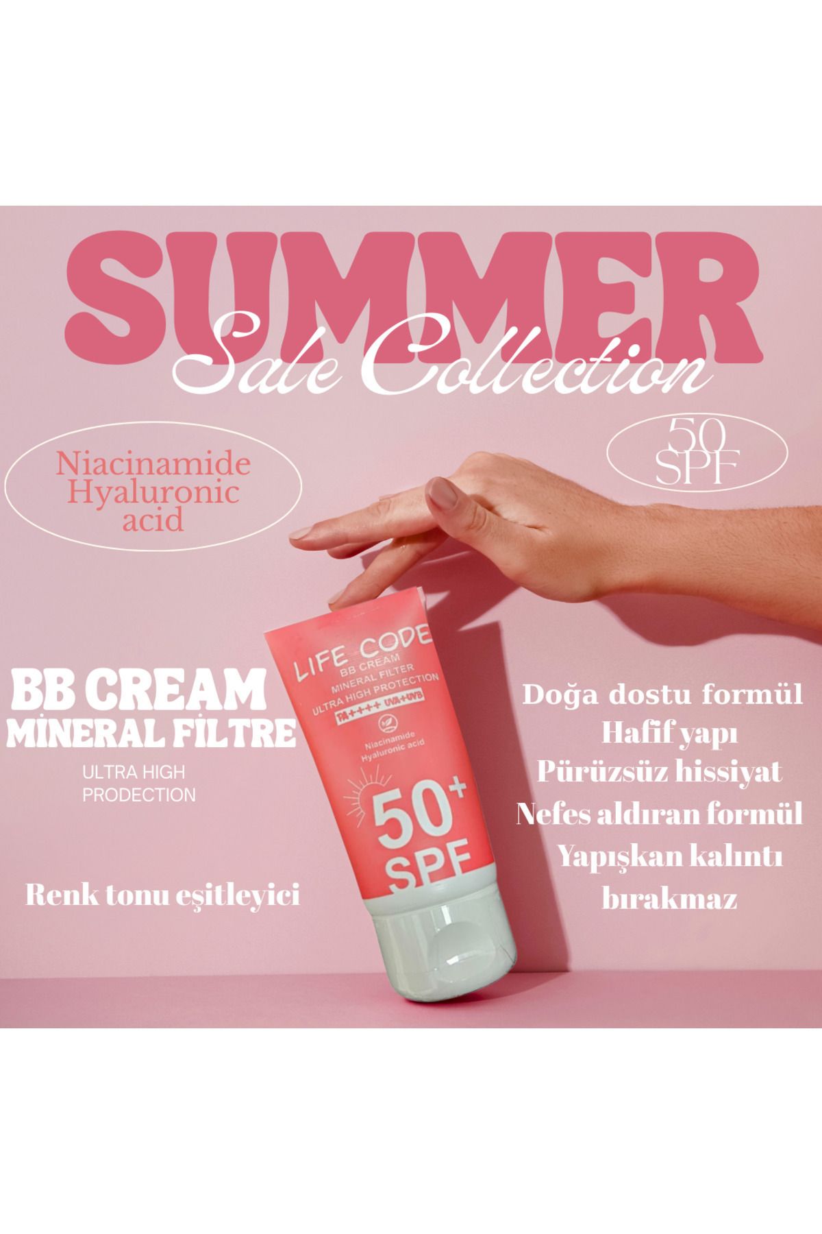 LİFE CODE-Life Code Bb Sunscreen Mineral Filter Color Tone Equalizer 50 Spf 50 ml 2