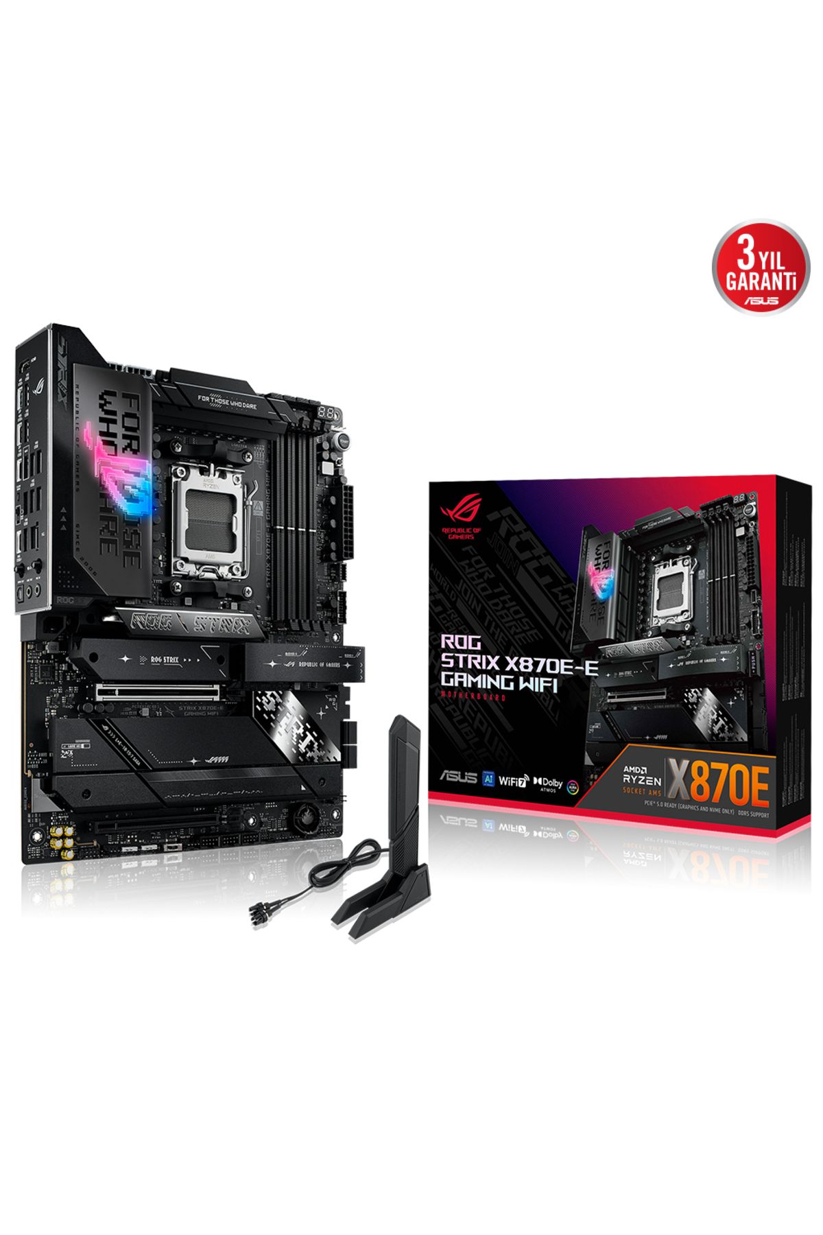 ASUS Rog Strıx X870e-e Gamıng Wıfı Amd X870e Soket Am5 Ddr5 8400 (OC)mhz Atx Gaming (OYUNCU) Anakart