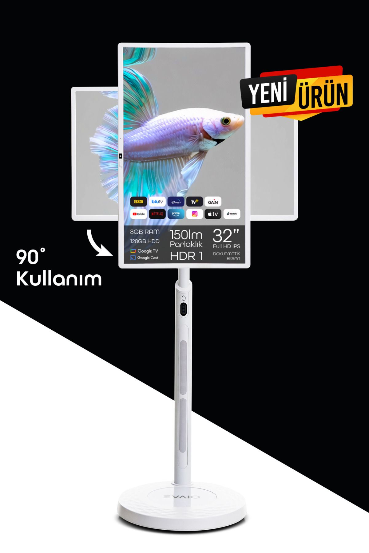 EVAIO Plus 32 inç 80 Ekran FHD Taşınabilir Android Smart LED Ekran