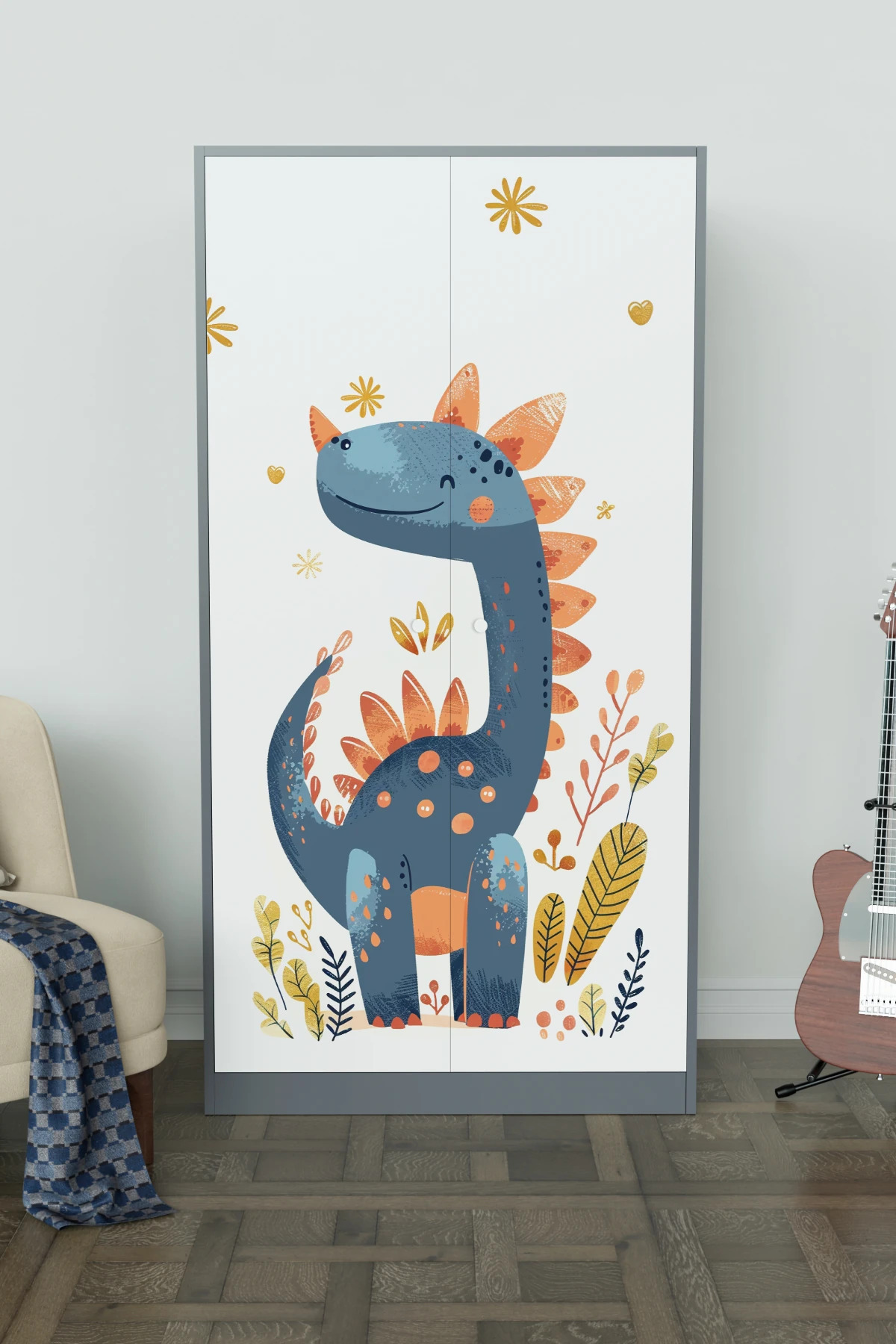 Hediyeler Kapında Minik Dino Design "Calista" Gardırop 5 Raflı Askılı Çocuk Odasi Elbise Dolabı fotoğrafı 2 (önizleme)