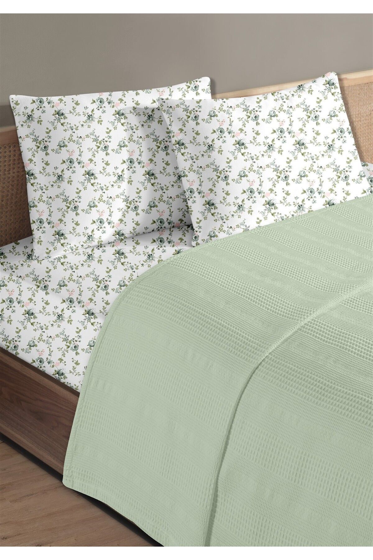 Evim %100 Pamuk Exclusive Mint Tek Kişilik Pike Takımı 160 x 230 cm