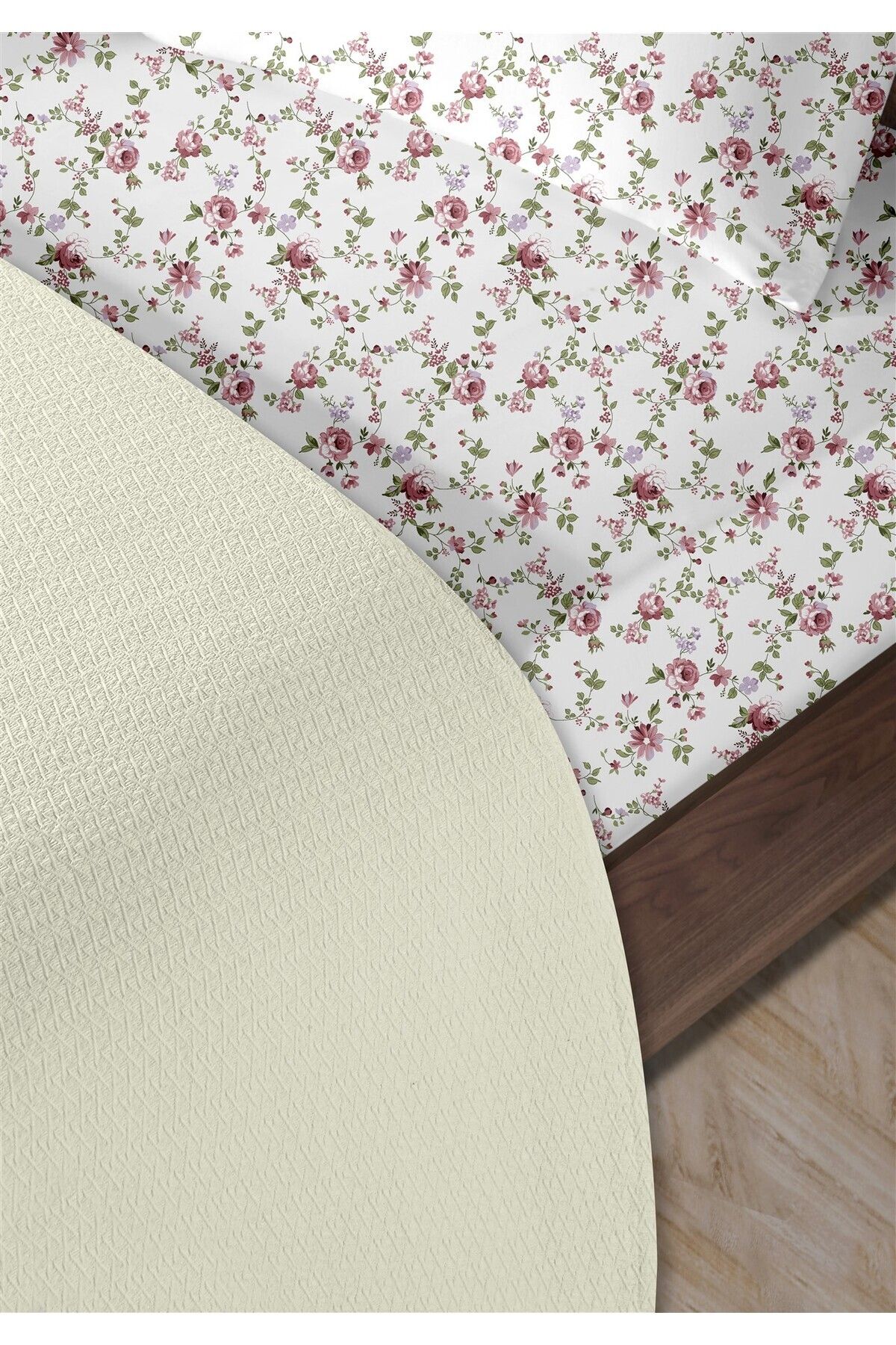 HomeBerry %100 Pamuk Medusa Krem Çift Kişilik Pike Takımı 200 x 230 cm
