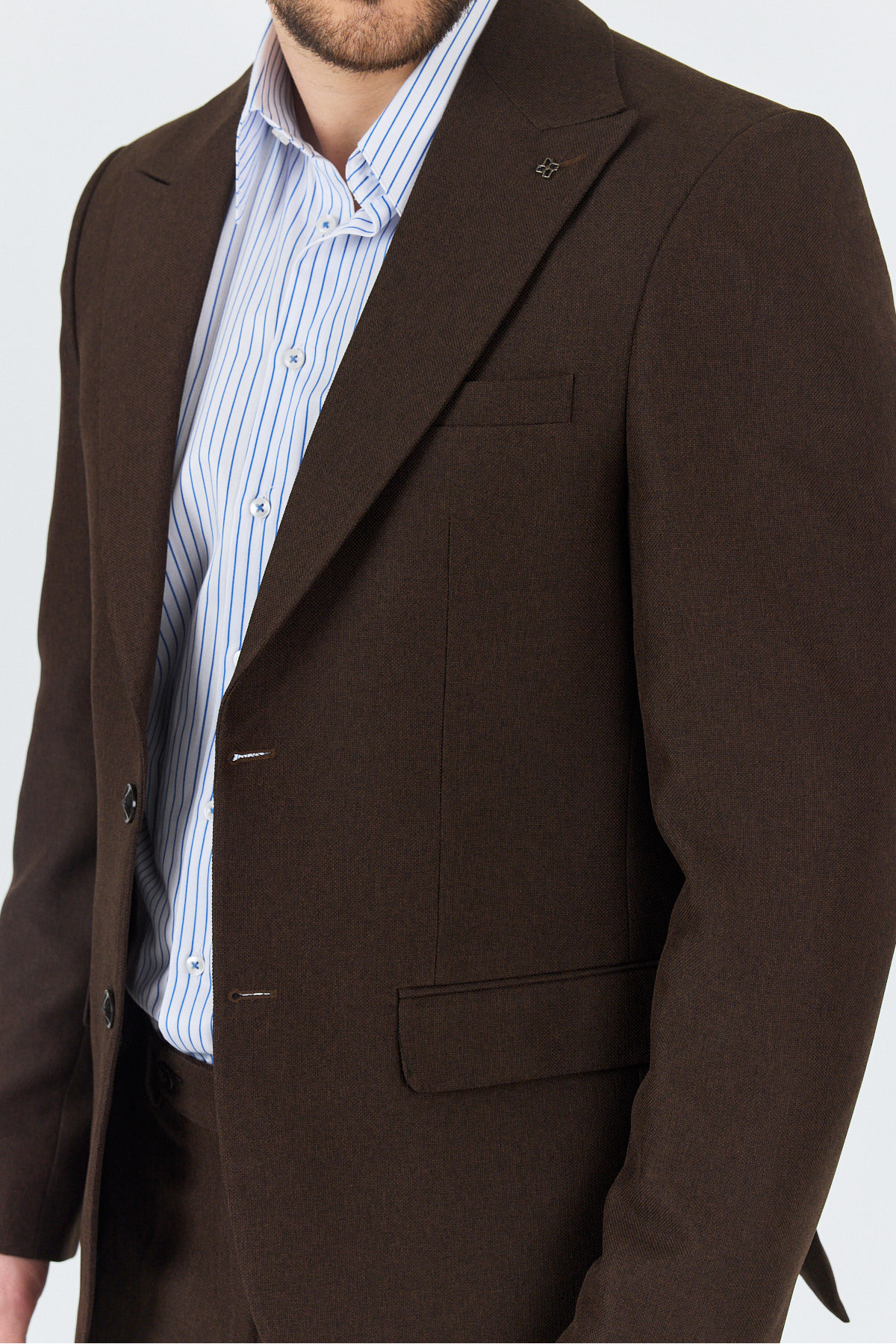 Frappoli  Alfredo Erkek Kahve İlkbahar-Yaz Slim Fit 2'li Takım Elbise - Görsel 3