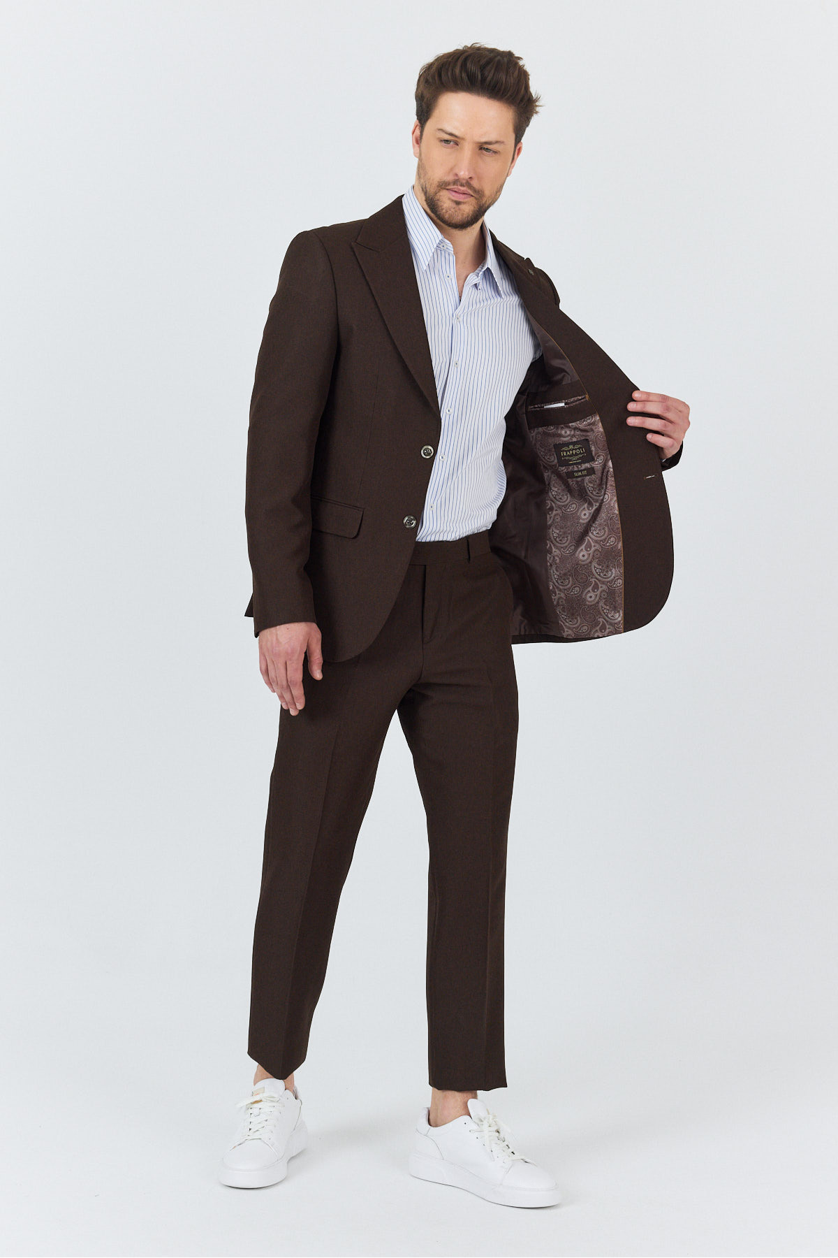 Frappoli  Alfredo Erkek Kahve İlkbahar-Yaz Slim Fit 2'li Takım Elbise - Görsel 4