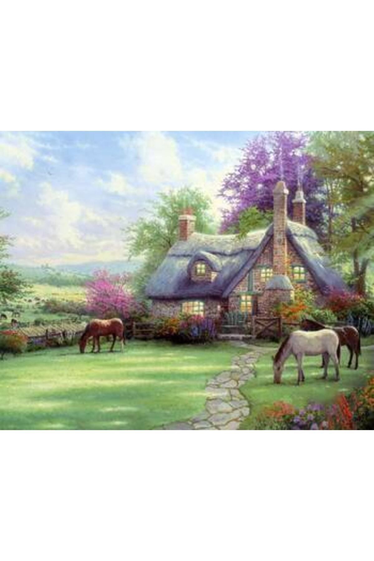 Pastelya-60 X 75 cm Horses in the Farmhouse - Painting by Numbers Set, with Frame and Pulley 1