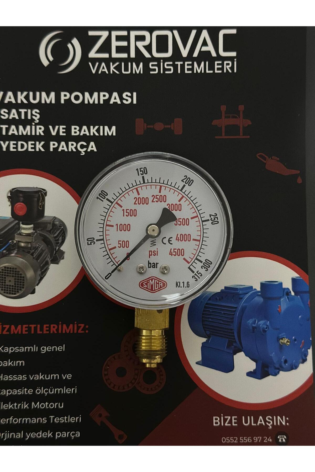 Simga Mmk SIMGA SİMGA 0-315 Bar Çap Ø100 mm Alttan Bağlantılı Kuru Tip Manometre ...